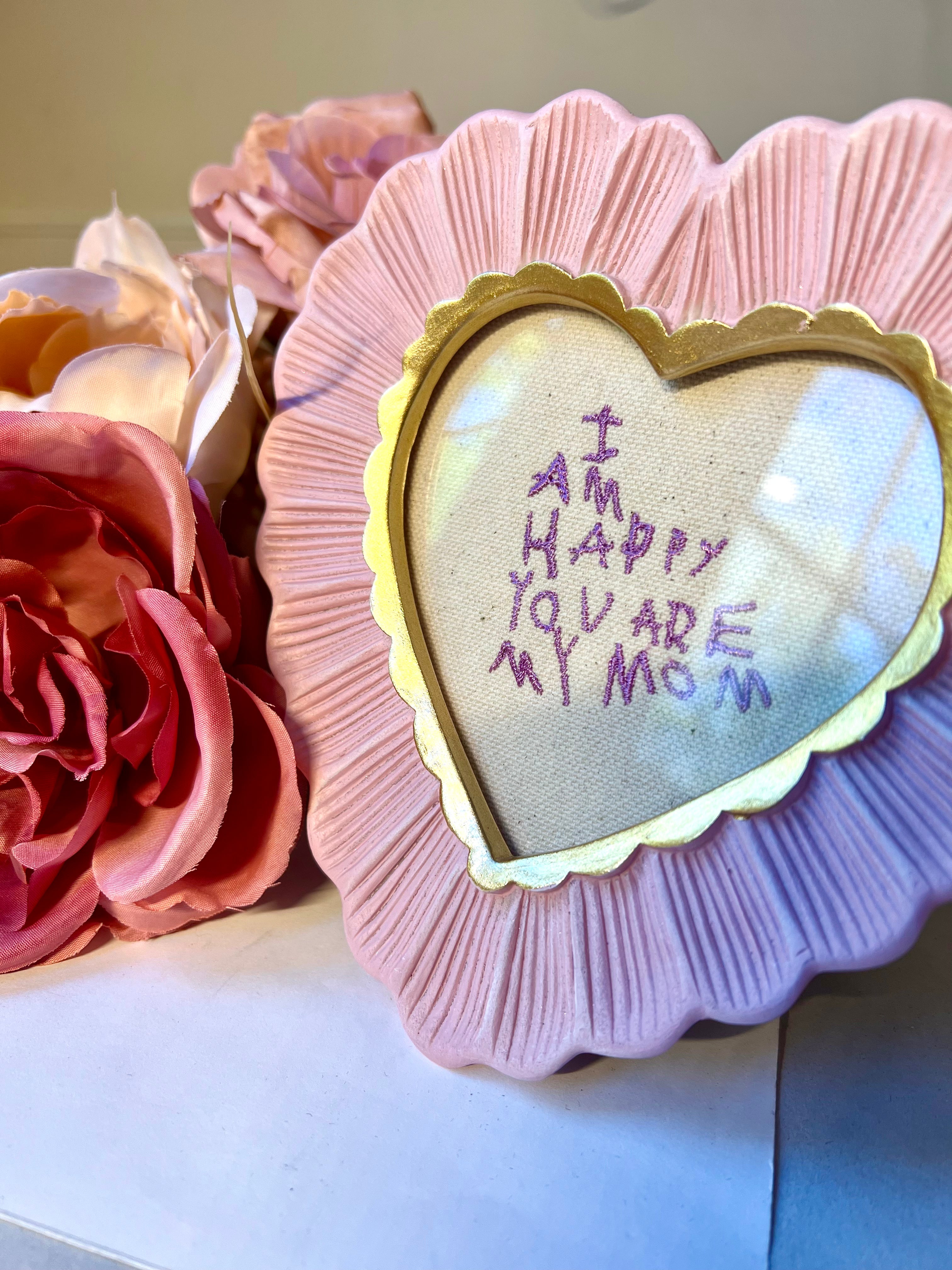 Heart Frame embroidered Keepsake - 6’’x6’’